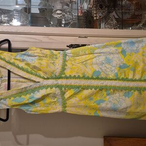 Lilly Pulitzer Cream Cotton Fabric with Orange Accents